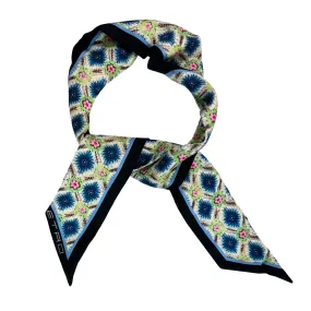 Etro Twilly Scarf Blue Pink Floral Design - Women Collection Skinny Scarf SALE