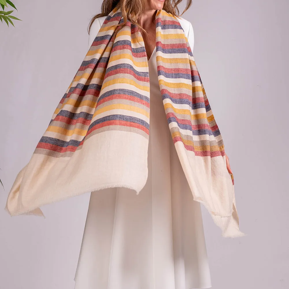 Muted Striped Pashmina Cashmere Shawl
